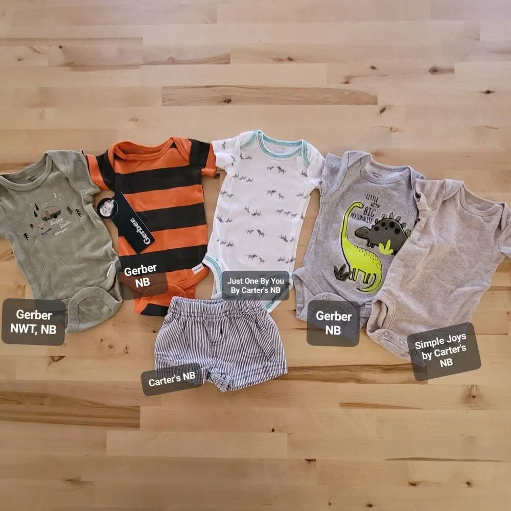 Infant Baby Boy Clothing Lot NB 0-3m OshKosh Carter's NEW One Piece Shorts Blue